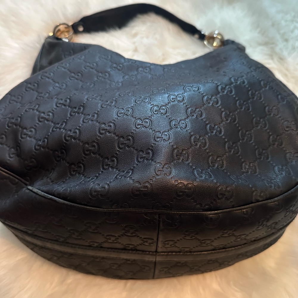 Gucci Twins Guccissima Black Leather Hobo Bag